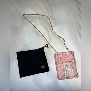 Maje Pink Tweed-Effect Phone Bag